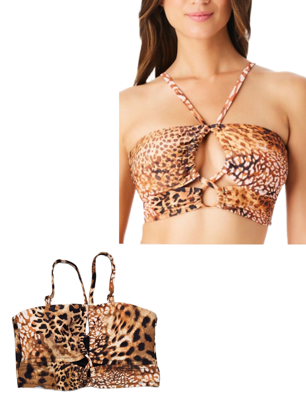 NWT BAR III Glam Leopard/Cheetah Cutout Bandeau Bikini/2-Piece Swim Top